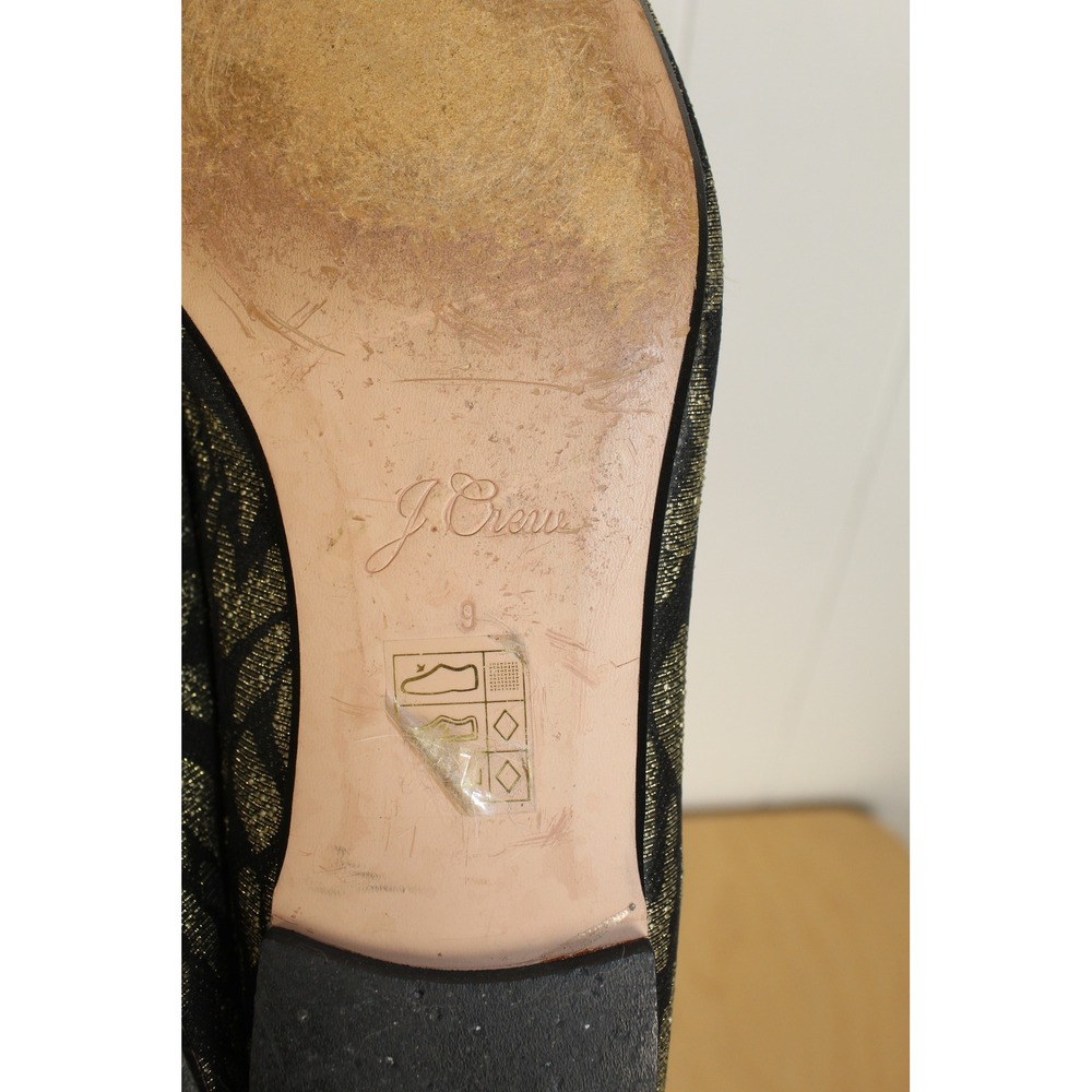 J.Crew Metallic Leopard Jacquard Flats Smoking Loafers Black Womens 9 - Picture 4 of 8